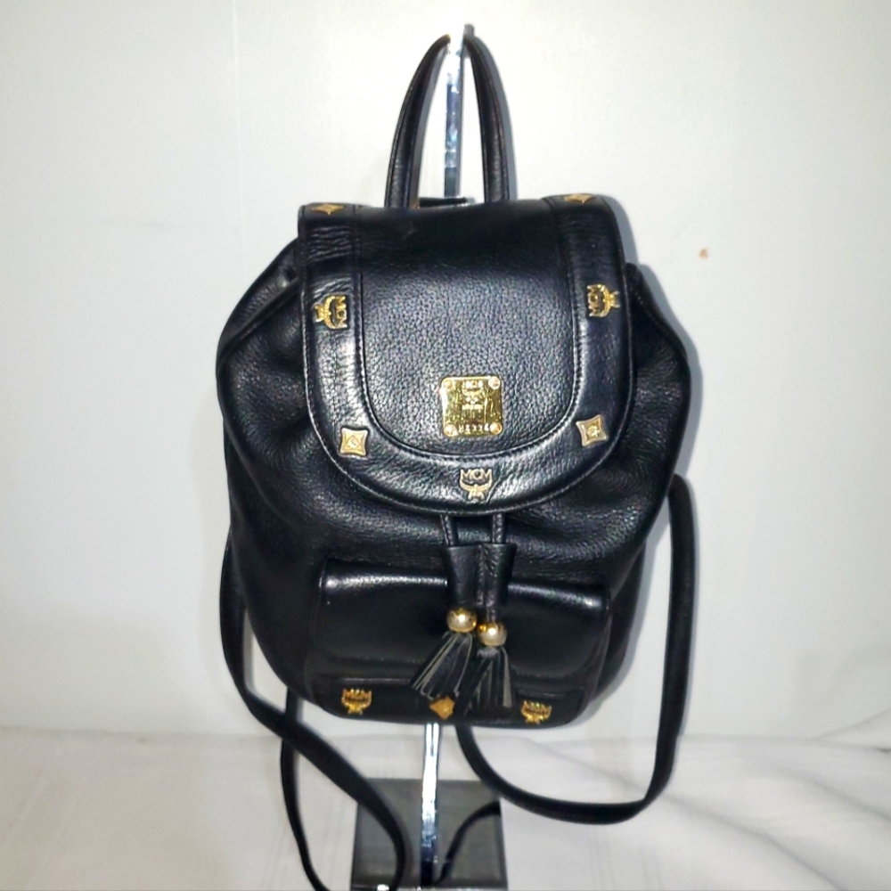 Mcm Leather Drawstring Back Pack Bag - image 2